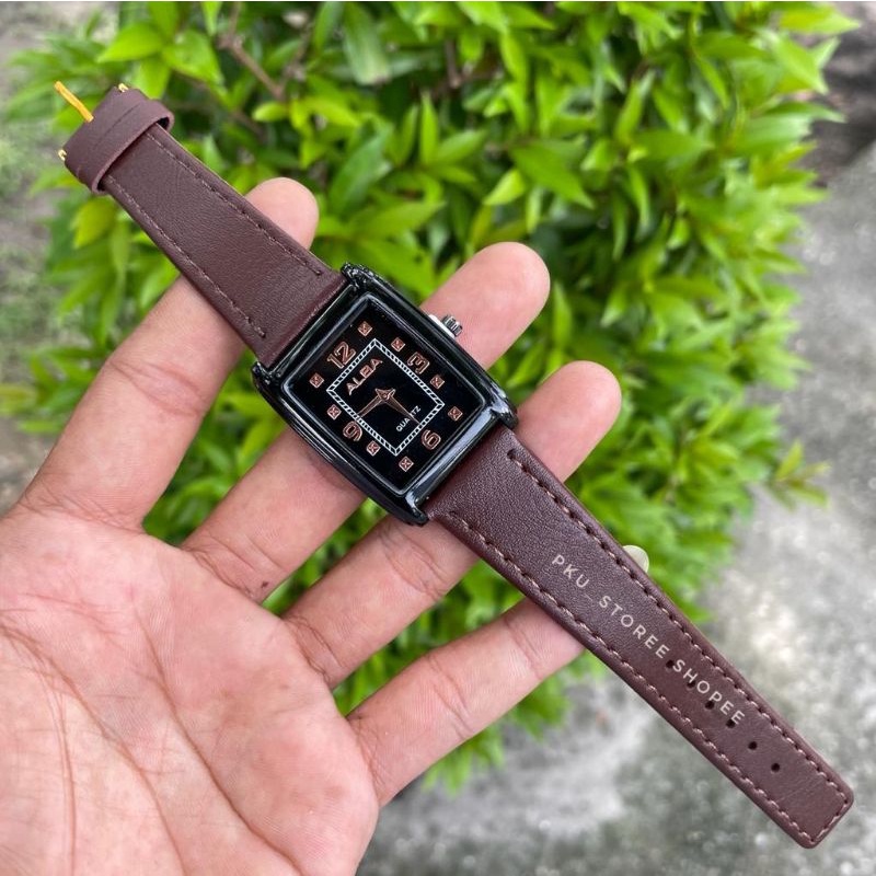 New!!!! Jam Tangan Wanita Alba Tali Kulit Model Petak Elegan || Water Resistance || Jam Tangan Wanita Simple Dan Murah Tahan Air || Jam Tangan Wanita Analog Quarzt