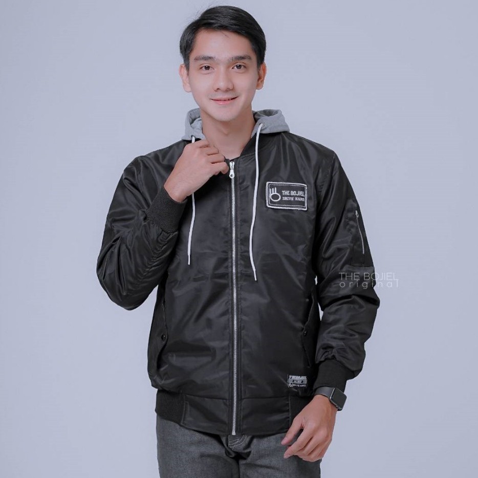 JAKET BOMBER PRIA HOODIE // JAKET POLOS PRIA BOMBER HOODIE