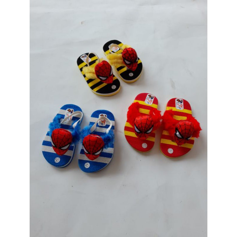 sandal anak bayi bulu karakter spiderman tali belakang