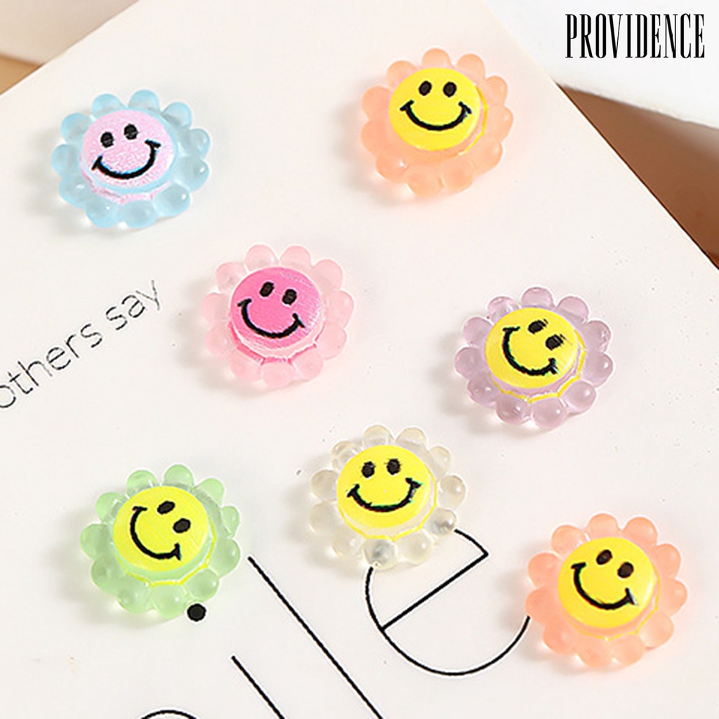 Providence 30Pcs/Bag Fingernail Decoration Inspire Creativity Three-dimensional Resin Nail Art Accessories Smiley-Sunflower for Daily Use