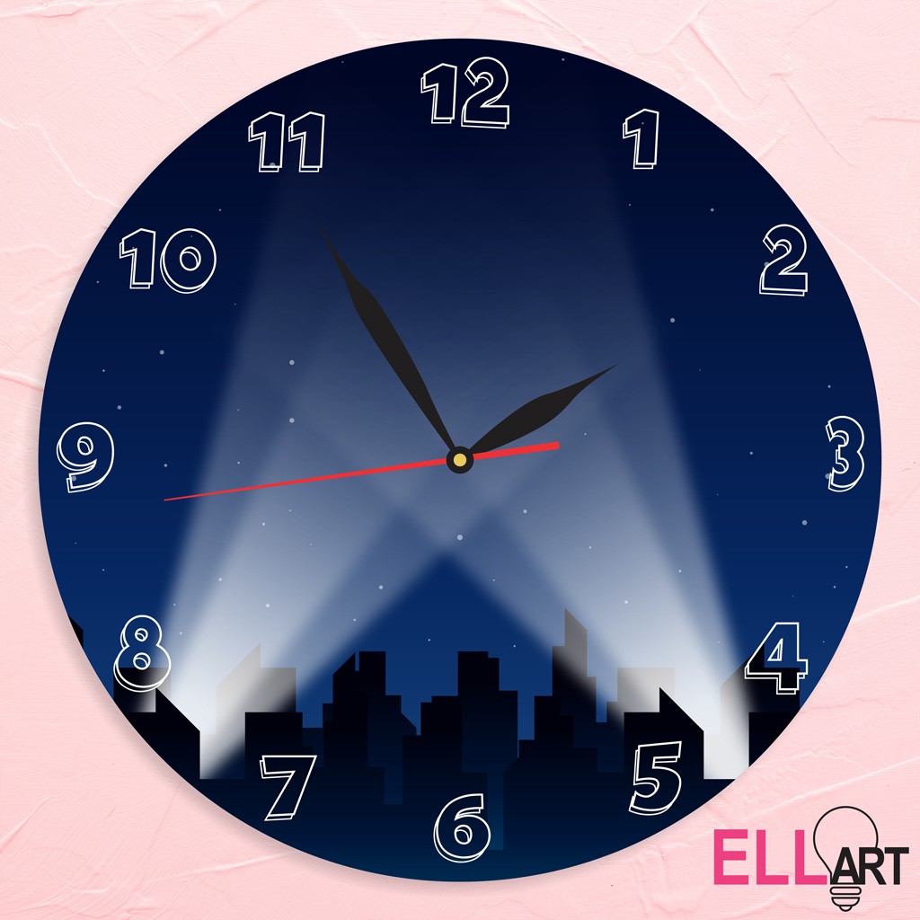 Jam Dinding Unik Purple Hill Home Decor Ungu Abstrak Art Hiasan Rumah Minimalis-SPOTLIGHT
