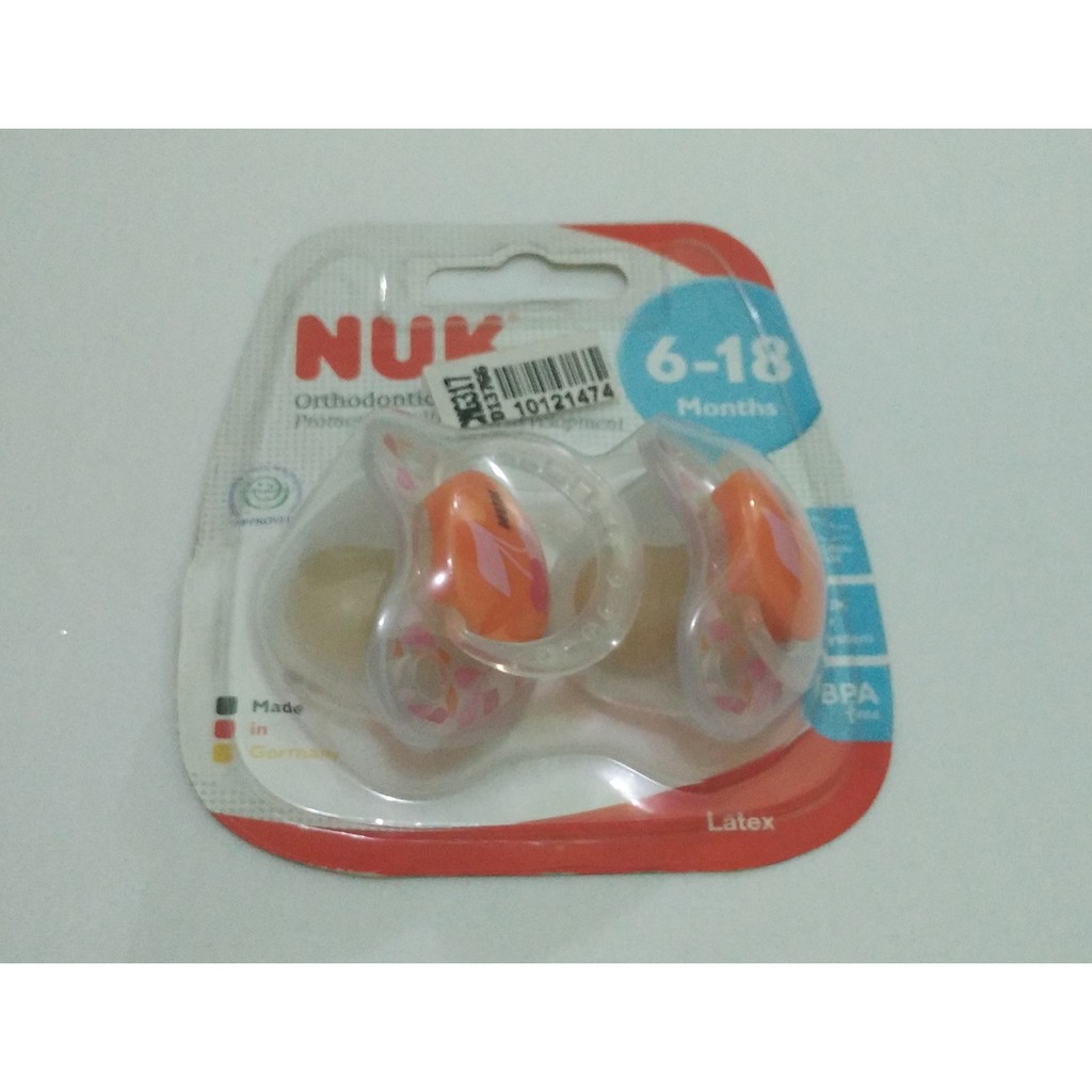 NUK Happy Kids Latex Soother/ Empeng Bayi Size 6-18 bulan (Isi 2 pcs)