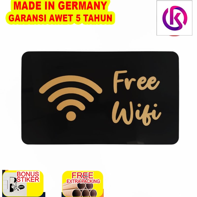 

Promo SIGNAGE TEMPEL - FREE WIFI AKRILIK GOLD - 20x12cm