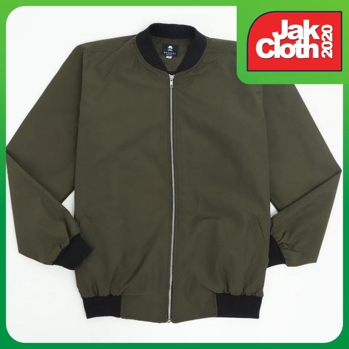 Hommes Apparel Jaket Bomber Polos Hijau Army HM 117 Premium Quality