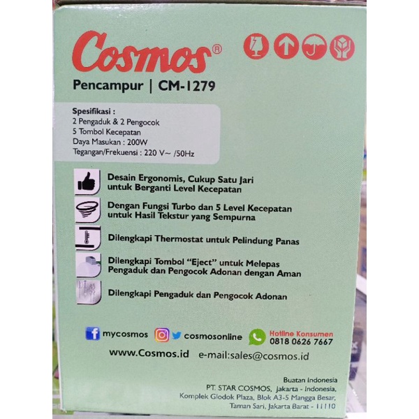 Mixer Tangan COSMOS CM - 1279 / Hand Mixer / Alat pencampur adonan kue Cosmos 1279