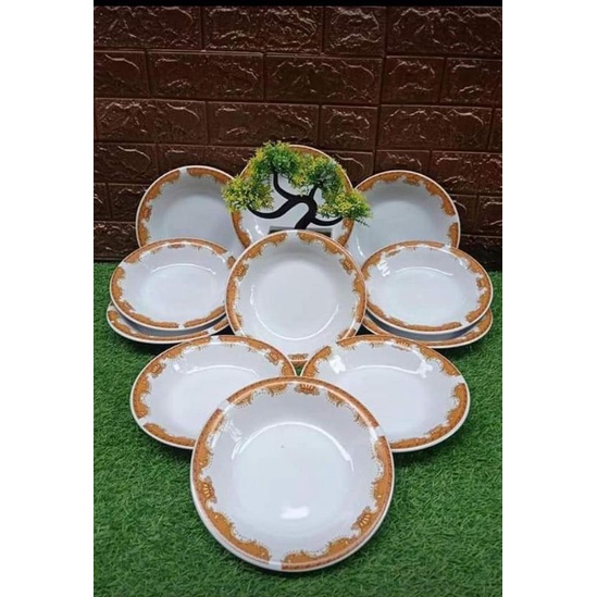 piring keramik cantik motif bunga 9"