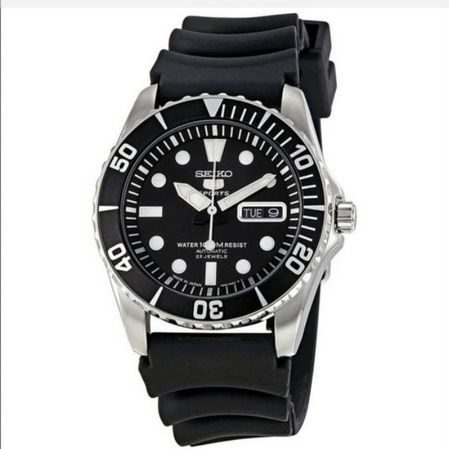 Jam Tangan Pria Seiko 5 SNZF17J2 Automatic Silver Black Original