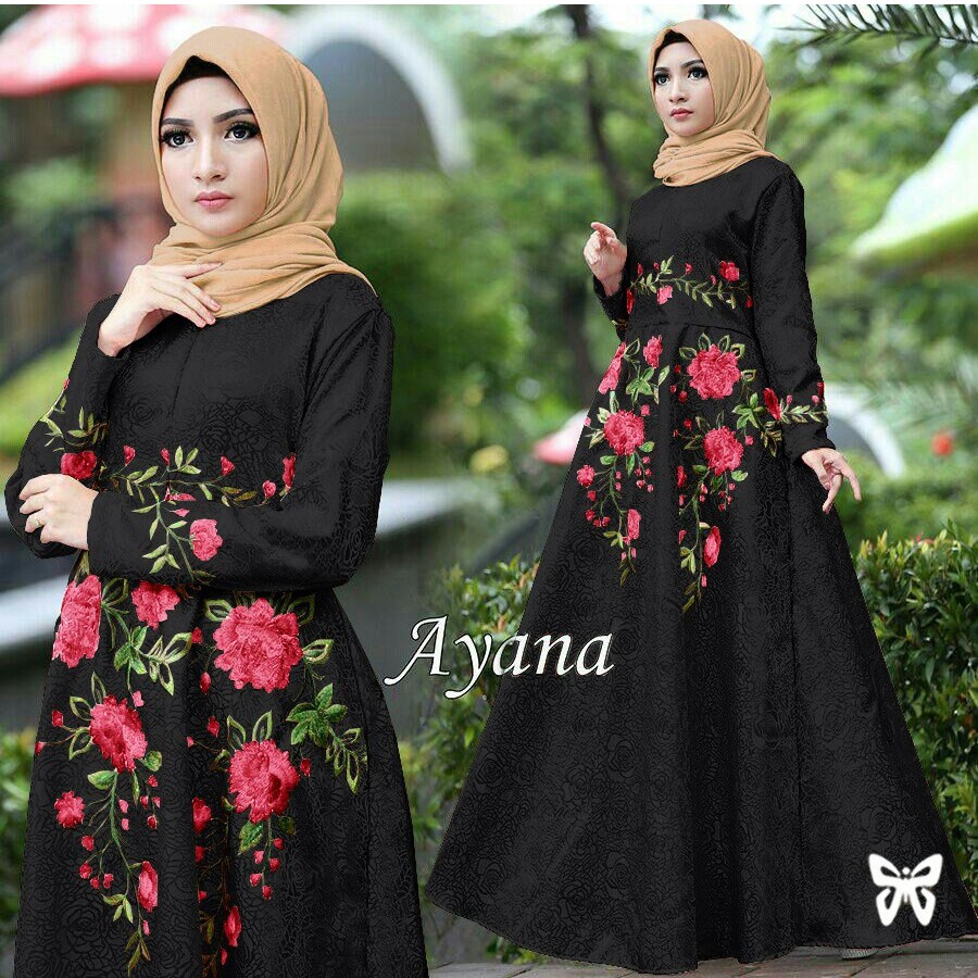 HOPYLOVY - Maxi Dress Wanita bahan Baloteli Embos Ayana