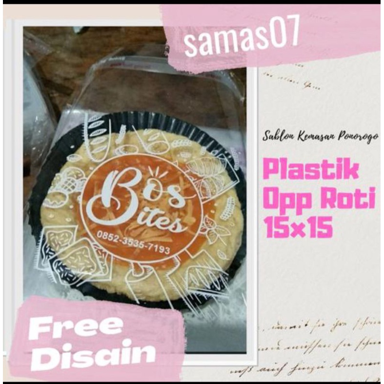 sablon plastik opp roti 15x15 mic 30 sablon 1000pcs, Sablon Plastik Opp Roti, Sablon Plastik Kemasan