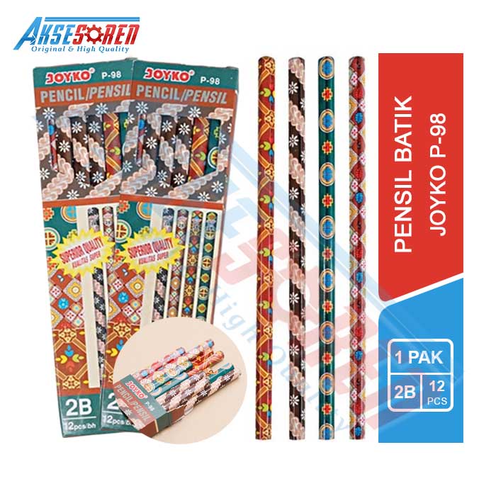 

Pensil 2B Batik Joyko [P-98/12 pcs] / Alat Tulis Ujian Komputer / Pencil Gambar Menulis [1 Pack]