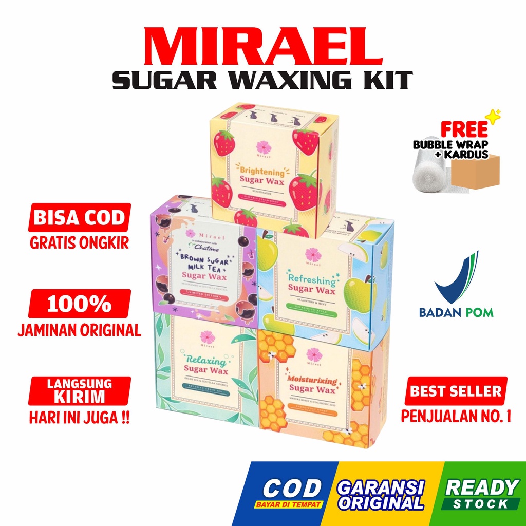 Mirael Sugar Waxing Kit [Kemasan Baru] Original Penghilang Bulu Rambut Ketiak Kaki Tangan Wax Removal