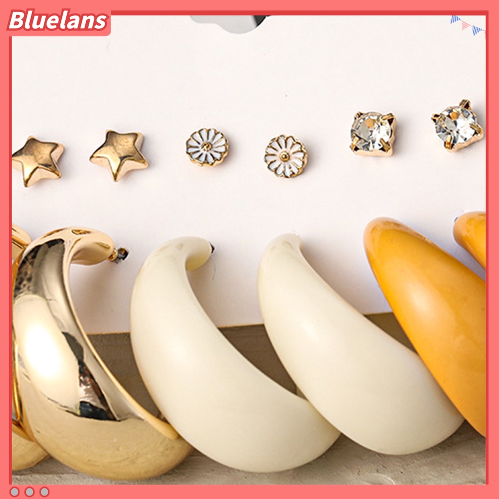 1 Set Anting Hoop Bentuk C Geometris Bahan Akrilik Untuk Harian