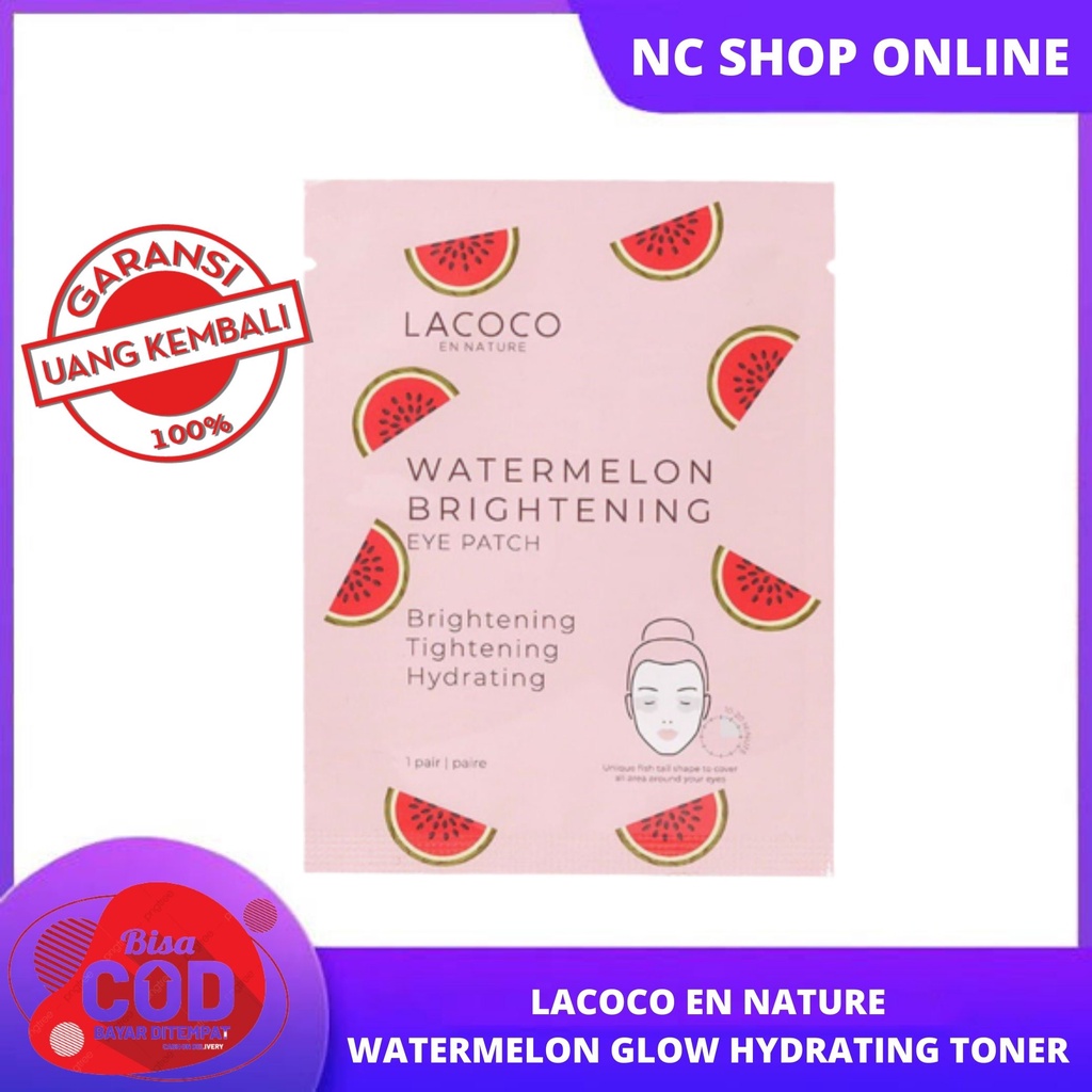 Lacoco Watermelon Glow Brightening Eye Patch - Masker Ampuih Atasi Kantung Mata - Krim Pencerah Kuli