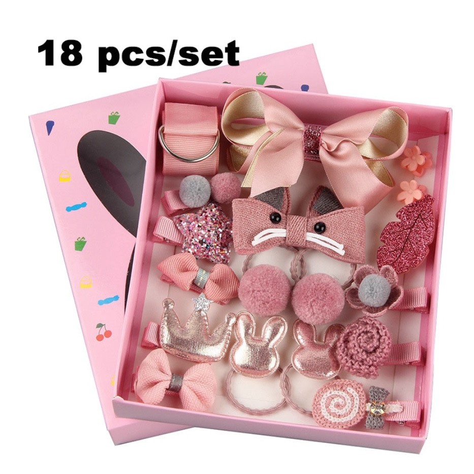 Ikat Jepit Rambut 18 Pcs Set FJ18 FREE BOX Kualitas Tinggi Karet Jepitan Gaya Korea Fashion Hair Pin