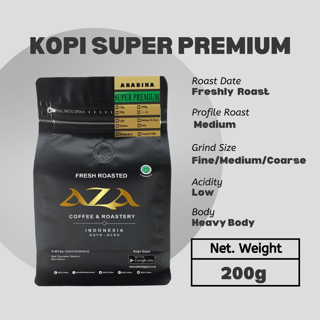 

AZA Coffee-Kopi Premium Arabika Gayo Aceh 200g Kualitas Ekspor