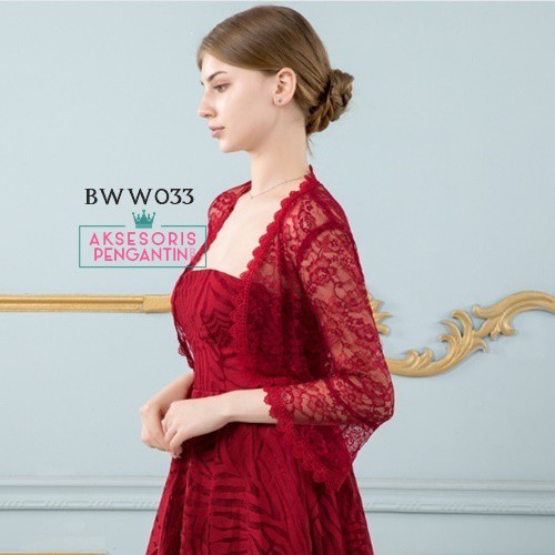 [PRODUK TERLARIS] CARDIGAN PESTA WANITA BOLERO PENGANTIN LACE MAROON BWW033