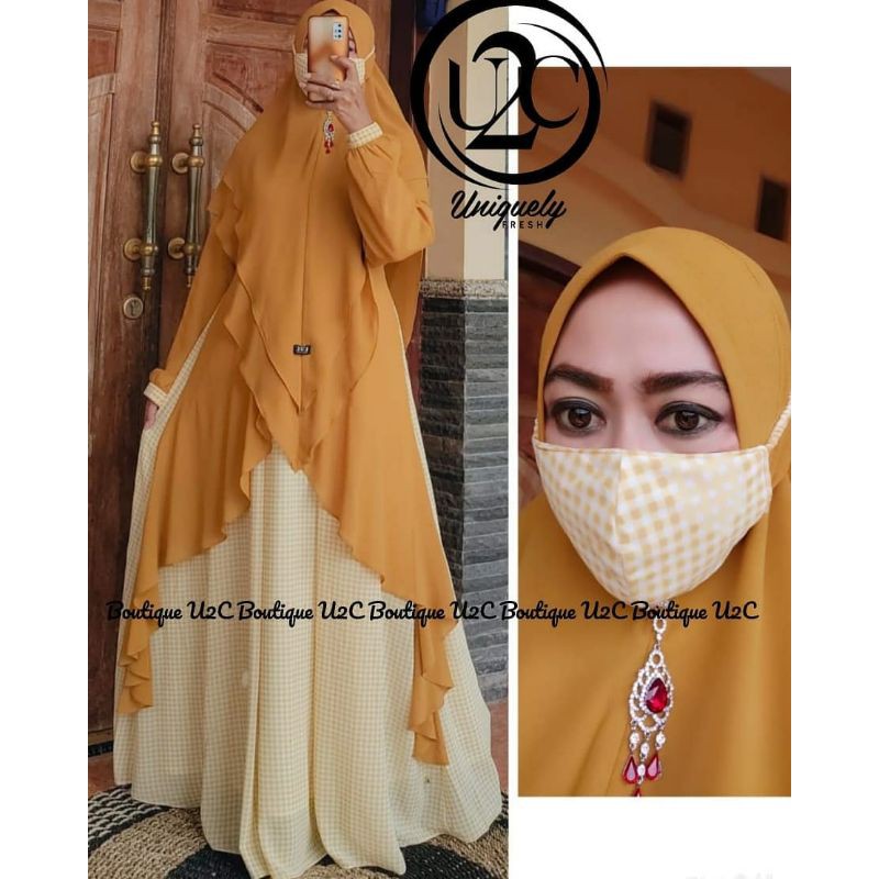 Syari ZAHWA Vol.2 PREMIUM By U2C BOUTIQUE Syar'i Gamis Hijab With Khimar Free masker Bestseller