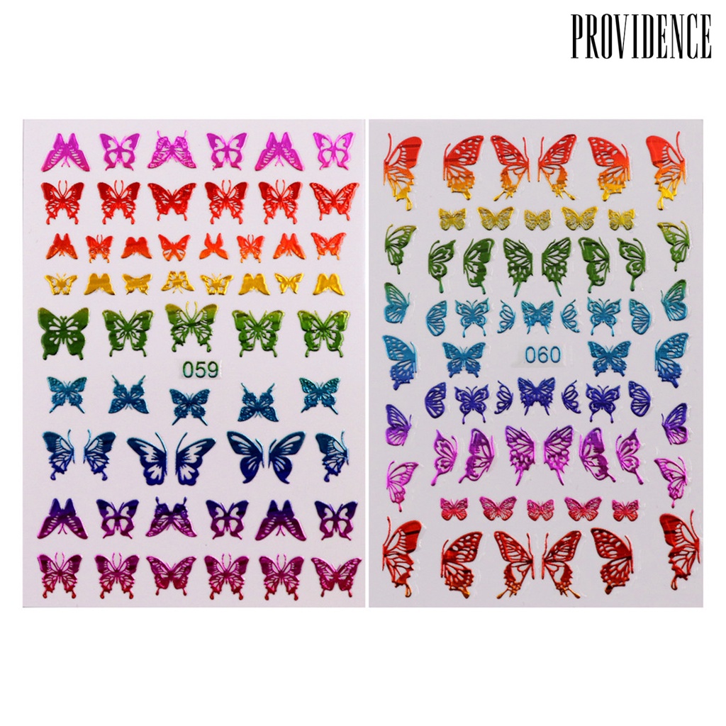 Providence 4/16Pcs 3D Butterfly Colorful Luminous Transfer Foil Nail Art Manicure Stickers