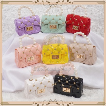 Tas Jelly Mini Diamond Pearl | Tas Mini Rubber Glossy Mutiara | Tas Jelly Diamond
