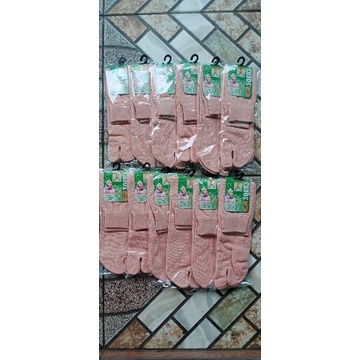 kaos kaki jempol muslimah crem polos lembut 1lusin kemas