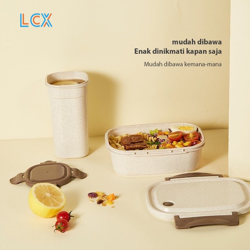 LCX 3 Pcs Set Lunch Box Set Kotak Bekal Makan / Mangkuk sup Portable / BPA Free VS-68