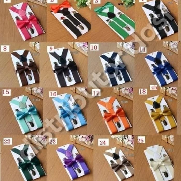 Suspender Anak Dasi Kupu Kupu Set Hitam Merah Biru ready stok