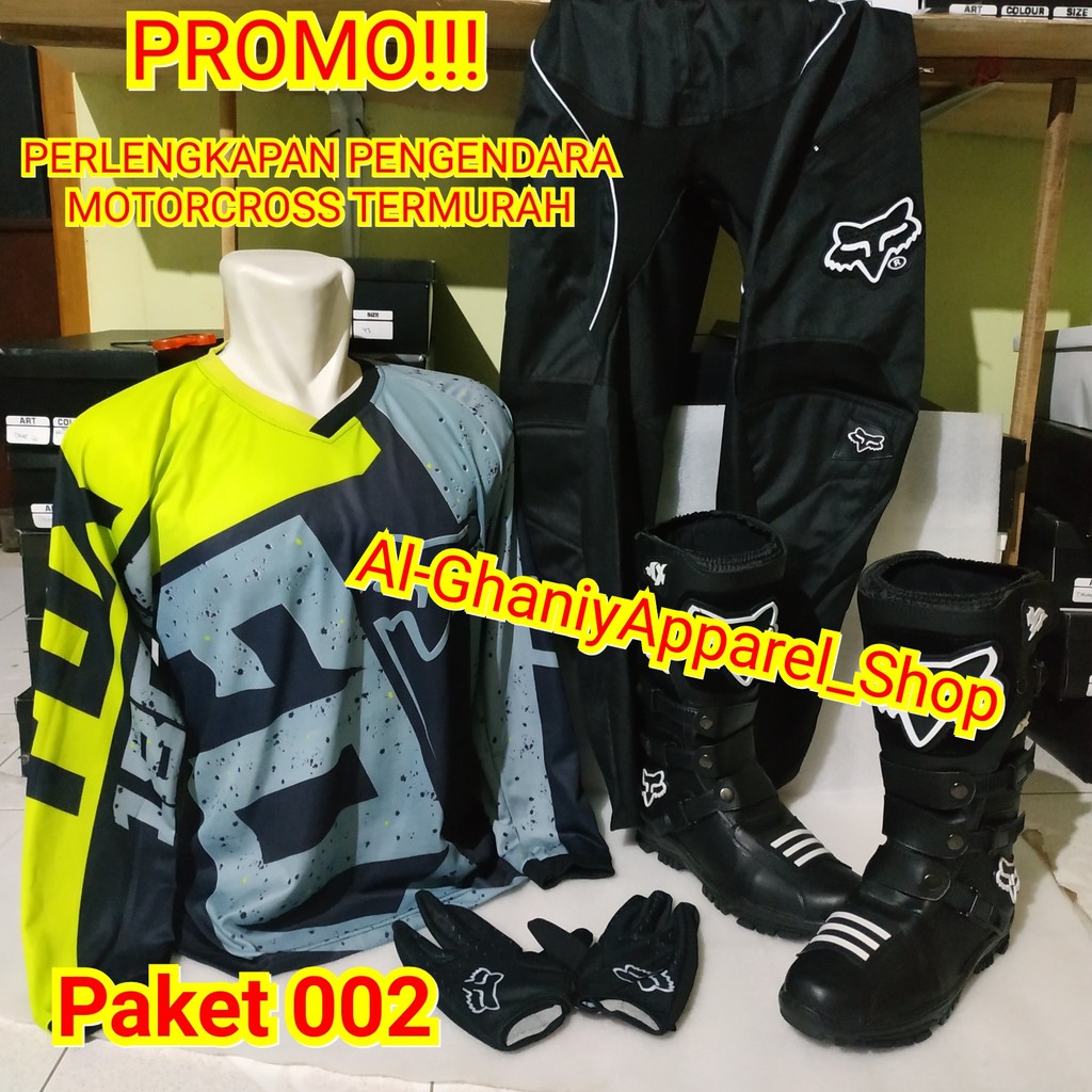 promo satu set sepatu cross trail jersey sett dan glove print terlaris stabilo hitam 002