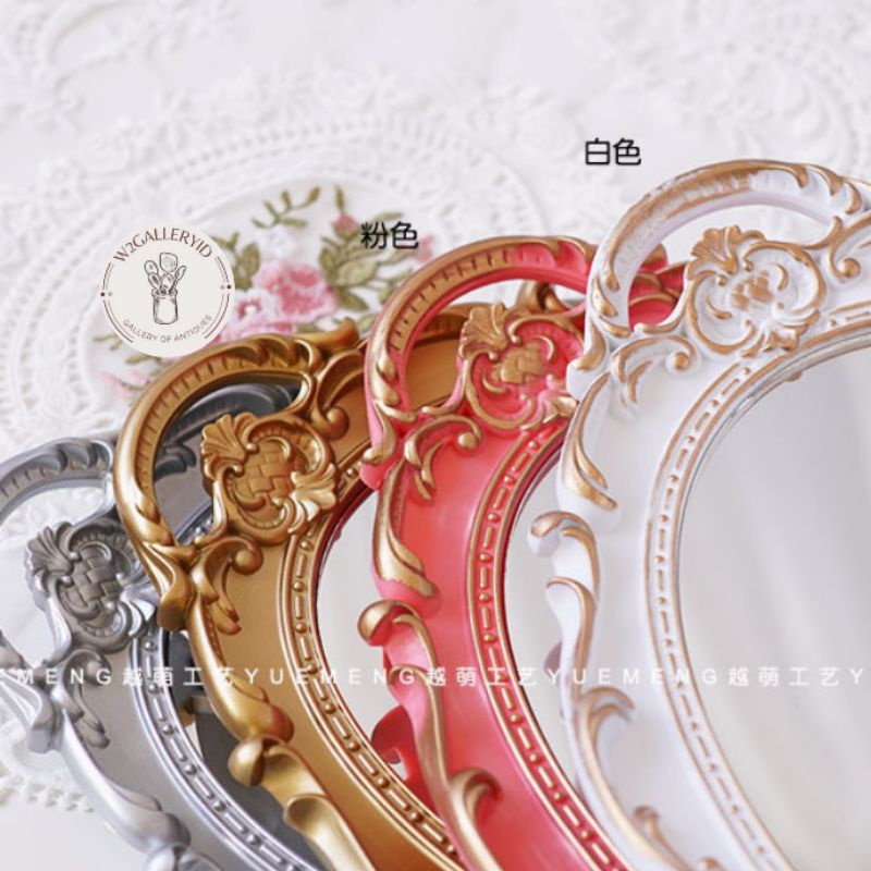 Mirror Tray/tray kaca ukiran/nampan kaca ukiran/baki kaca import/tray kaca oval