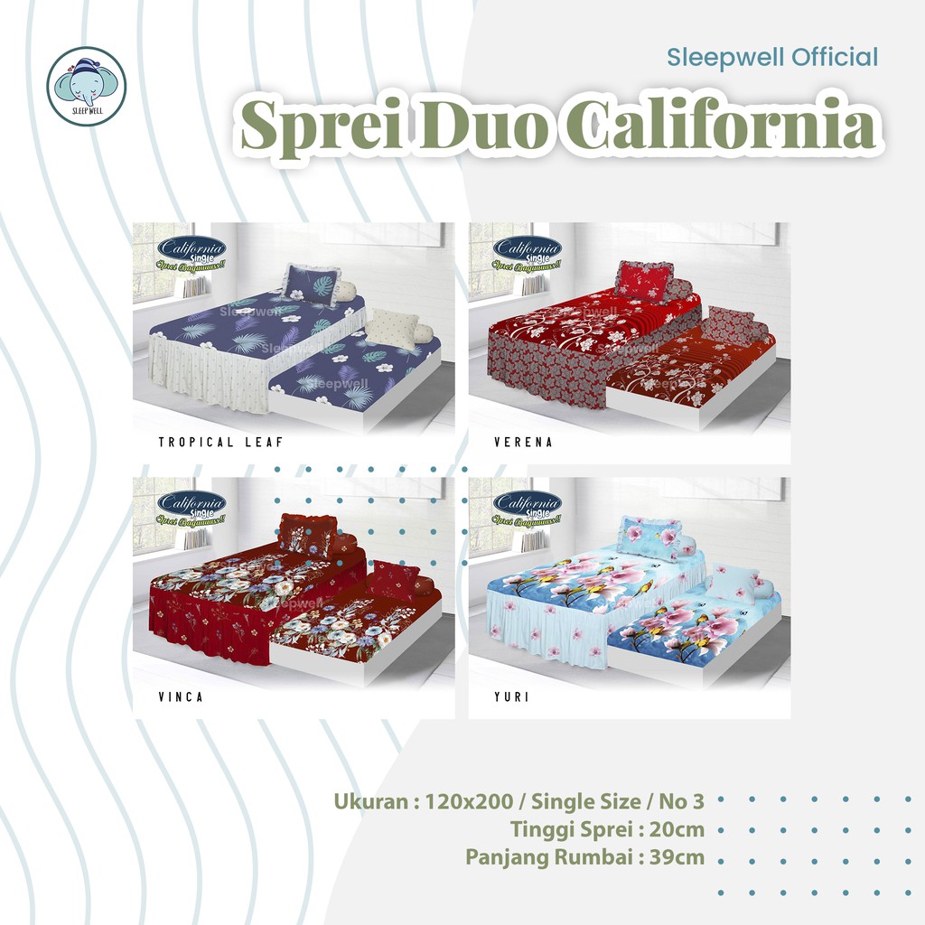 CALIFORNIA Sprei Sorong 2in1 120x200 Tinggi 20 Cm - Bugs Bunny Cosmo Frozen Invaders Jasmine