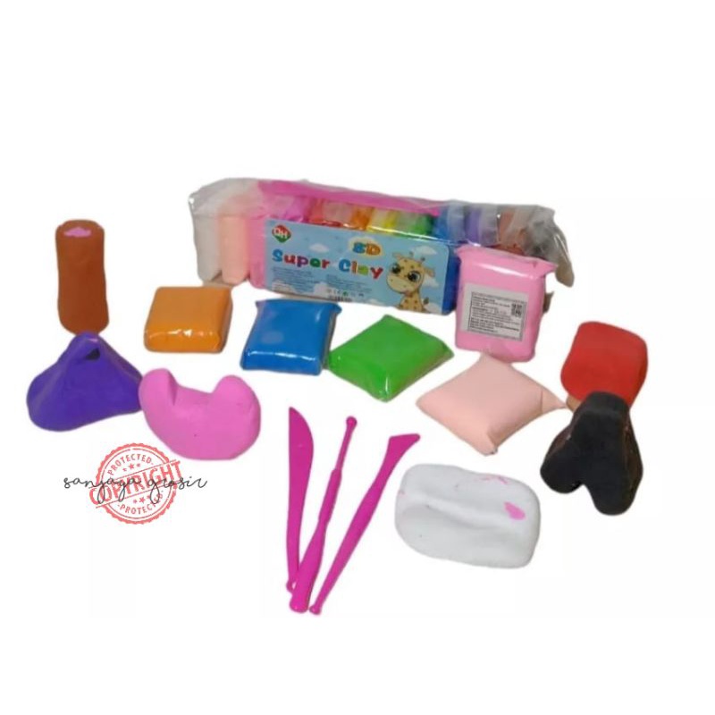 -CLAY MAINAN ANAK 12PCS/ SUPER CLAY MAINAN ANAK MURAH