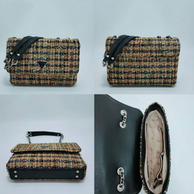 T37D Tas Wanita GU3SS Cessily Tweed Convertible Crossbody Bag Import #6047 DQ0