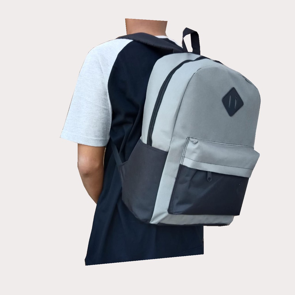 Tas Ransel Laptop Pria Wanita Tas Punggung Backpack Tas Sekolah SD SMP SMA SMK Terbaru-Abu/hitam