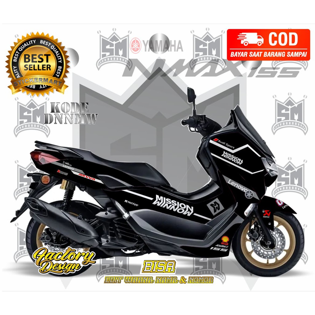 Sticker decal full body Yamaha nmax Hitam abu simpel