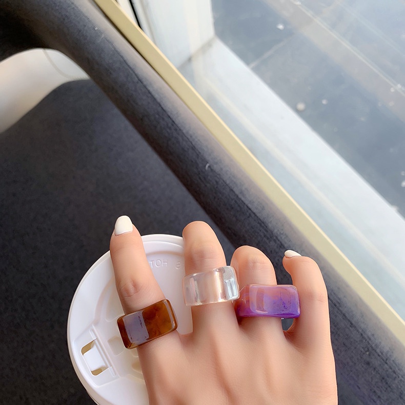 Cincin Warna-Warni Bahan Akrilik Gaya Korea Untuk Aksesoris