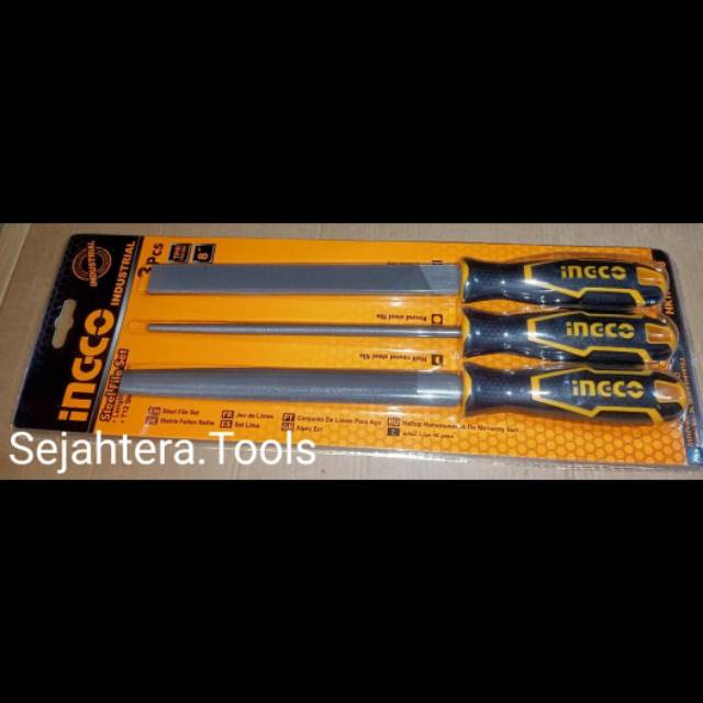 Kikir besi halus 3pcs 8" steel file set INGCO HKTFS1308
