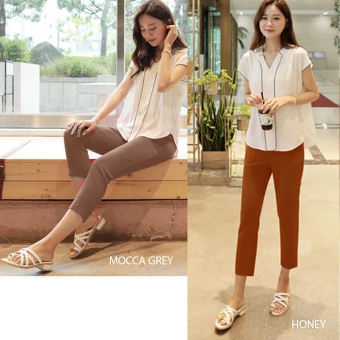 Celana Kulot Wanita Celana Panjang Wanita P1J2 Celana Midi 7/8 Comfort Pants Warna Warni