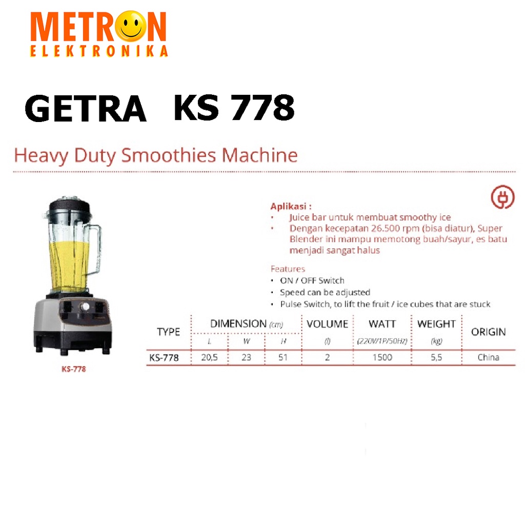 GETRA KS-778 / BLENDER 2 LITER / KS778