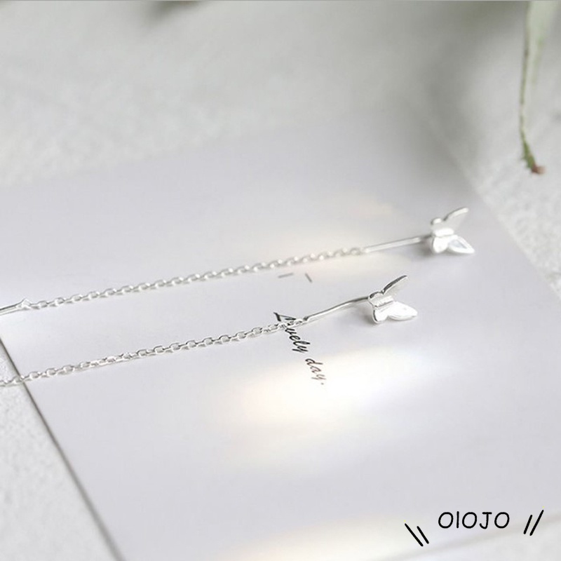 1 Pasang Anting Stud Rantai Rumbai Panjang Desain Kupu-Kupu Gaya Minimalis Untuk Hadiah Natal - ol