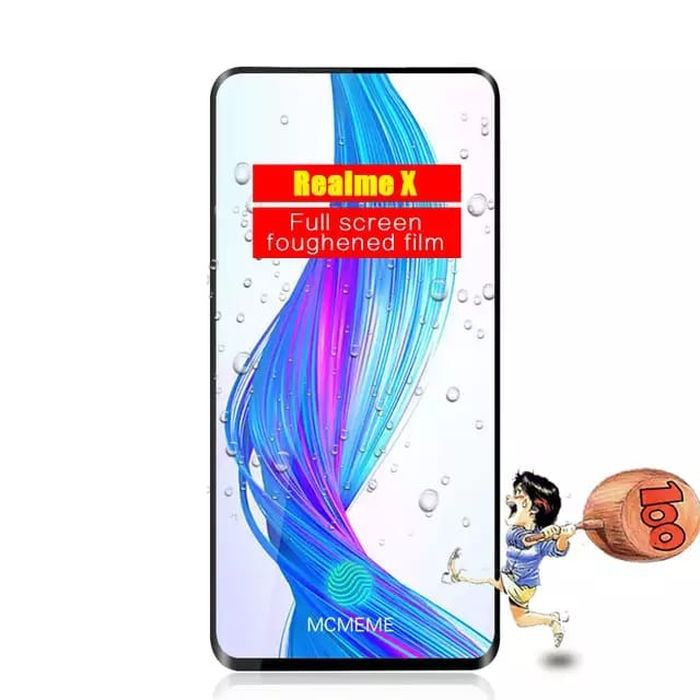 Oppo Realme X Tempered Glass 5D Full Cover Full Lem