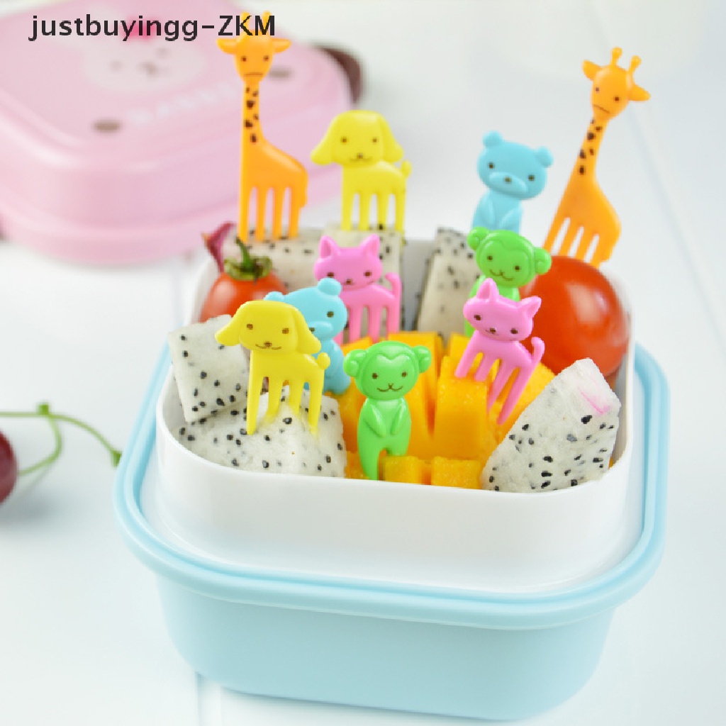 [justbuyingg] Set of 10pcs Cute Animals Food Picks Mini Cartoon Toothpick Fruit Forks Picks [zkm]