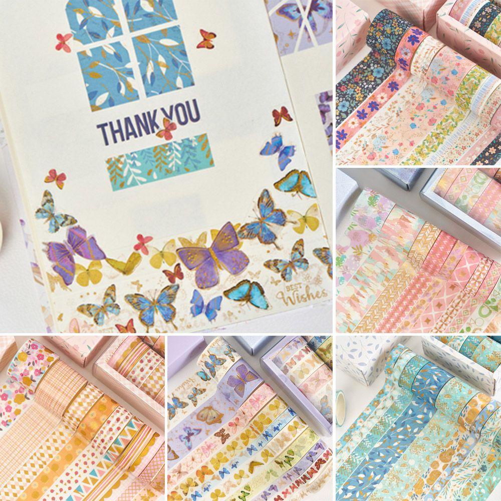 R-flower 10 Rol / Set Tape / Selotip Washi Motif Bunga / Hati Untuk Dekorasi Scrapbook DIY