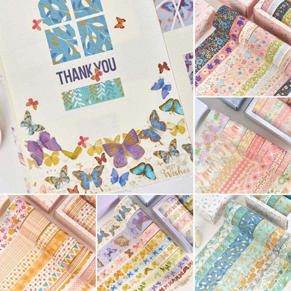 R-flower 10 Rol / Set Tape / Selotip Washi Motif Bunga / Hati Untuk Dekorasi Scrapbook DIY