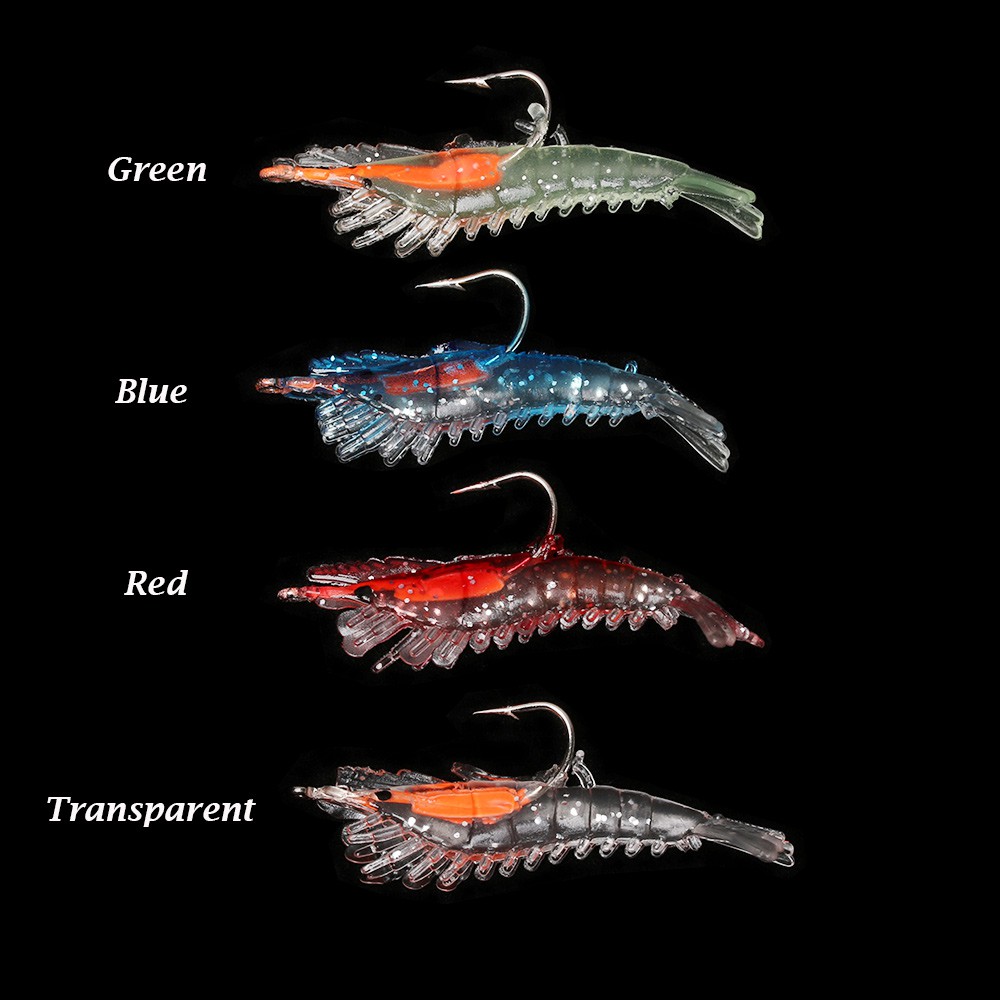 1Pcs Softworm Udang Umpan Pancing 6cm 3g Luminous Shrimp Fishing Lure Ikan Bass Wobbler Kail Memancing Tackle