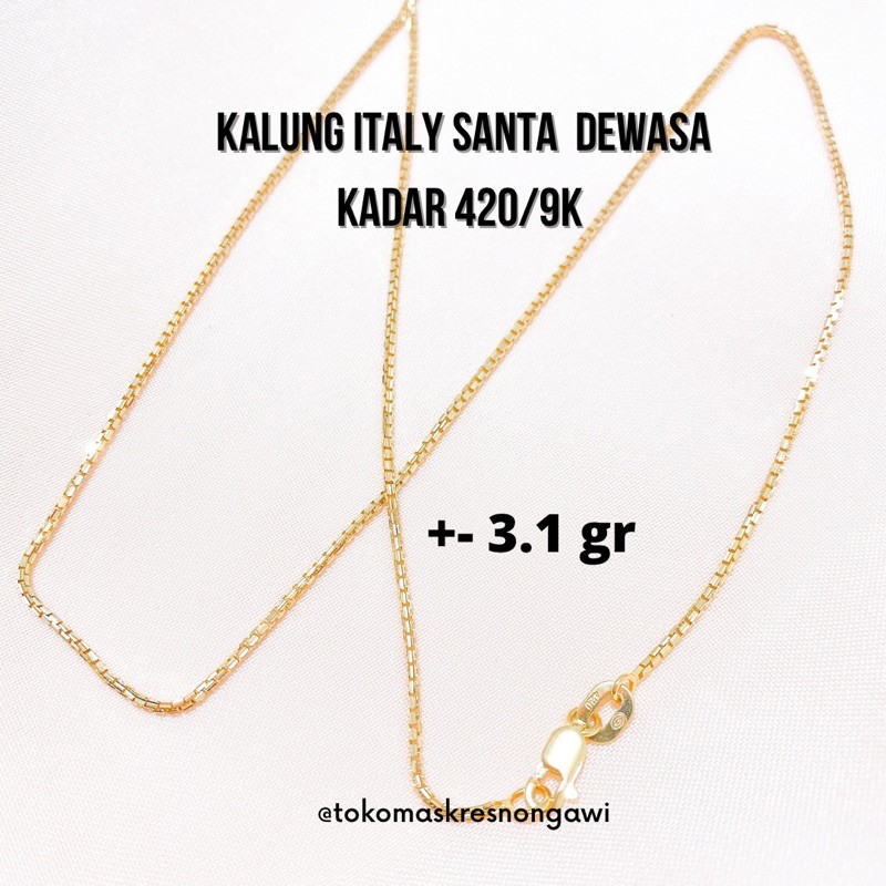 kalung emas italy santa dewasa dan anak kadar 420/ 9k emas asli