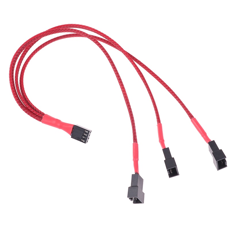 (LUCKID) 1pc Hub Kipas Pendingin Komputer 1 Ke 3 Arah 4Pin PWM Warna Merah