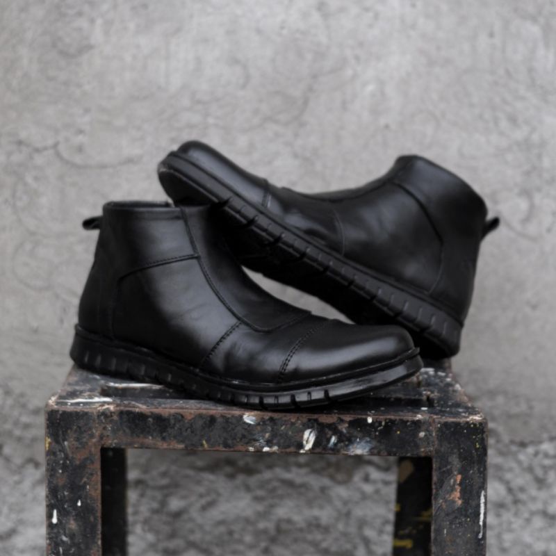 WOLF x WARKA | SEPATU PENTOPEL TINGGI BOOT SLETING KULIT ASLI ORIGINAL PREMIUM FORMAL PRIA COWOK KERJA KANTOR DINAS2