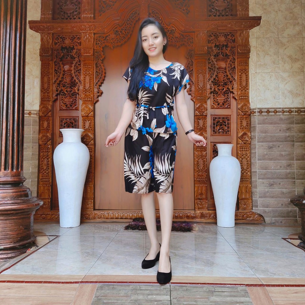 Piyama Pendek Janda Bolong Rayon Super 03-BIRU KINANTI