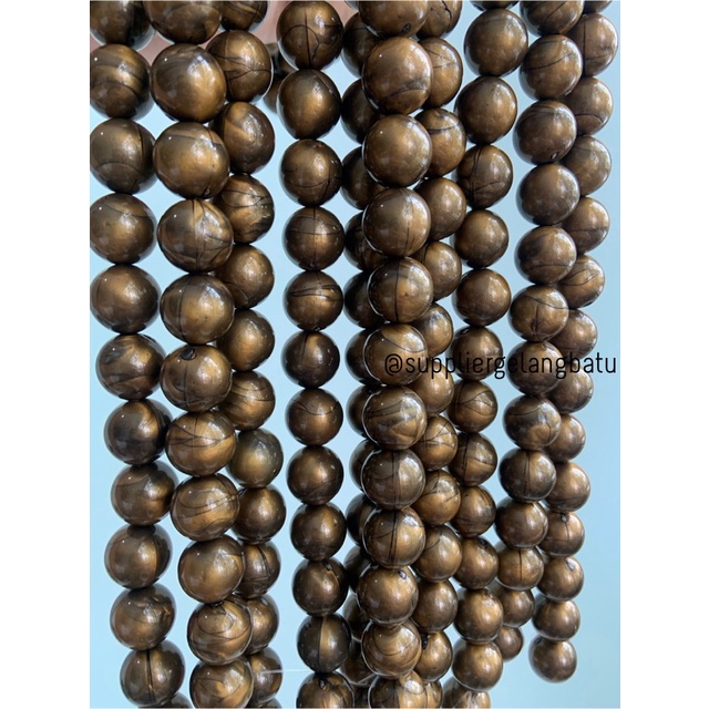 spacer resin bakar bulat 14mm bahan craft gelang kalung beads cokelat