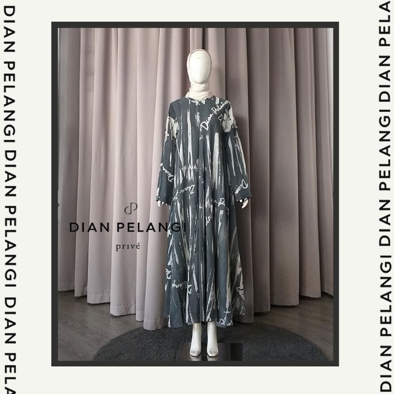 DIAN PELANGI UMBRELLA DRESS CERUTI ABSTRAK SLEVEE DRESS MUSLIM
