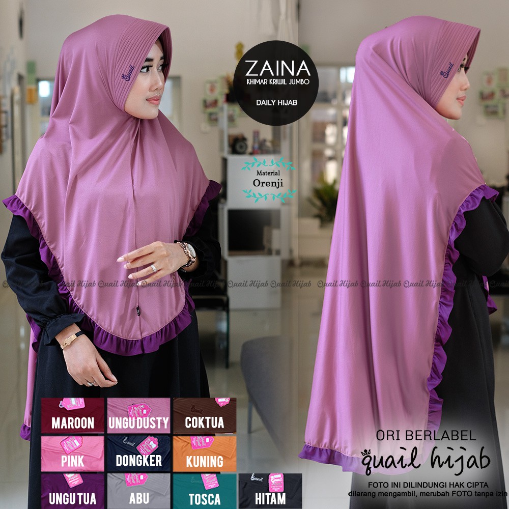 PROMO QUAIL | Zaina Hijab | JILBAB KHIMAR SYARI INSTANT BERGO PET ANTEM KERUDUNG by Quail Hijab